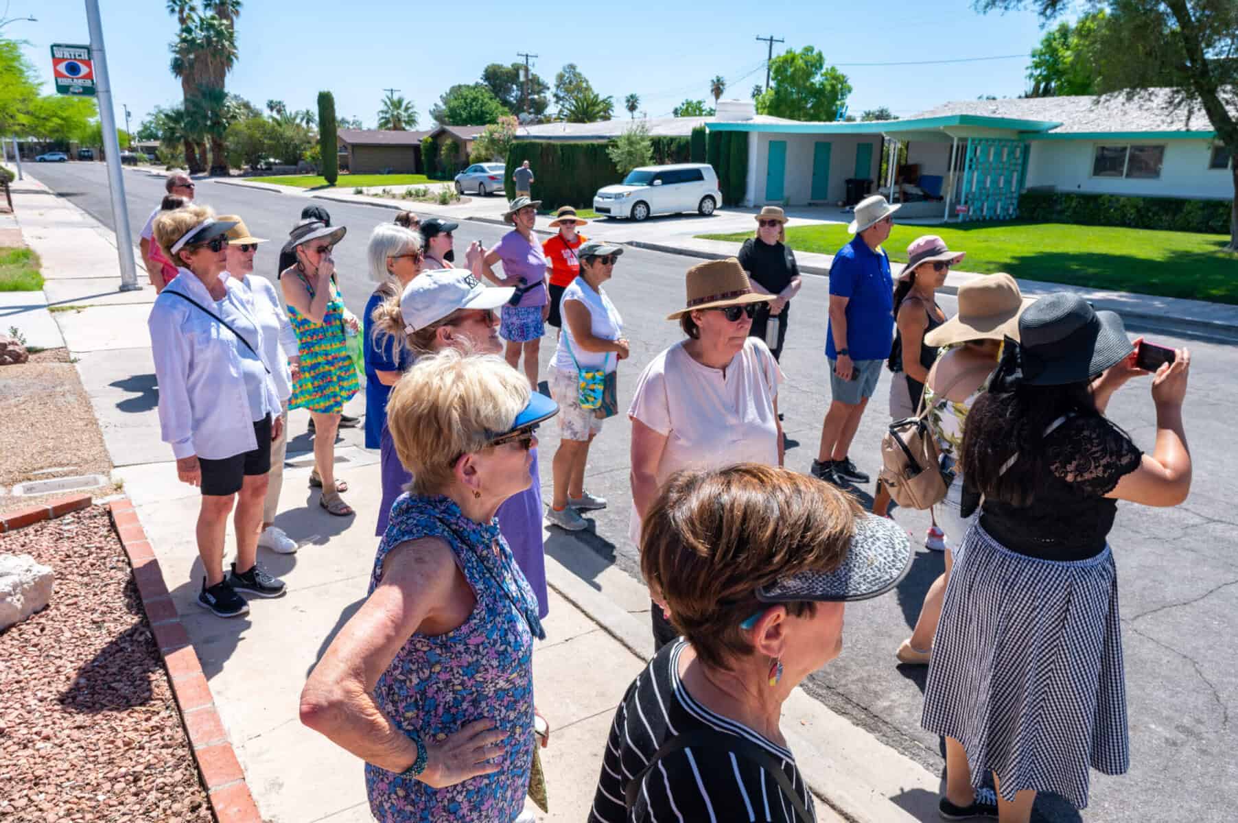 Tour group on the historic Beverly Green Walking tour during Home + History Las Vegas