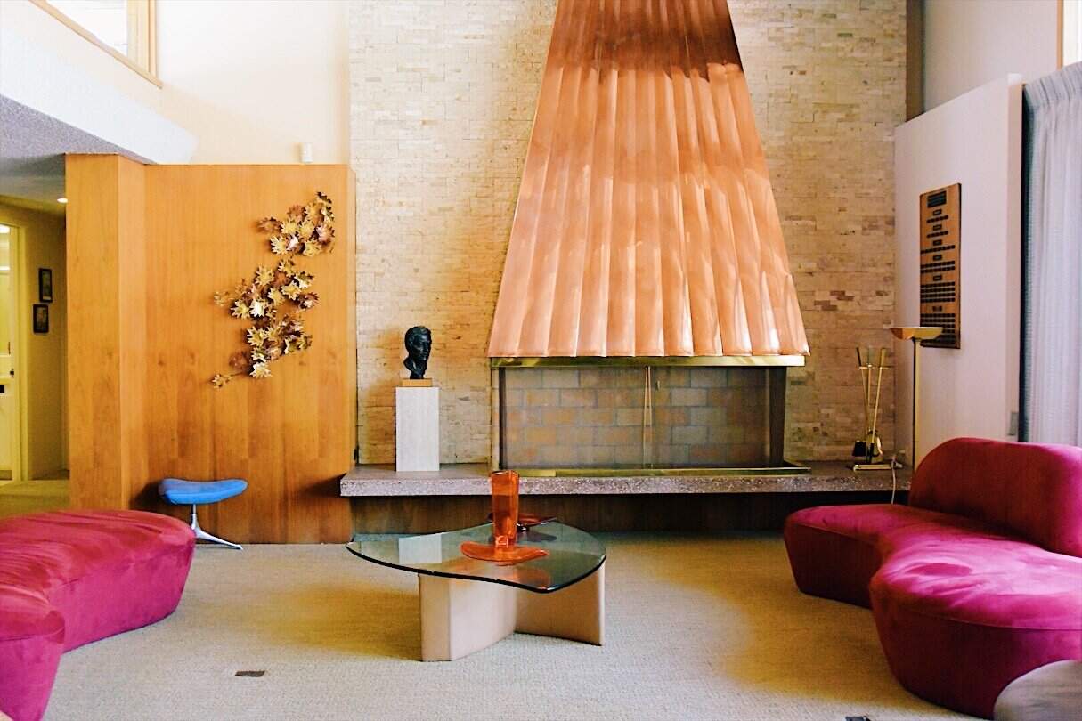 Morelli House living room with fireplace