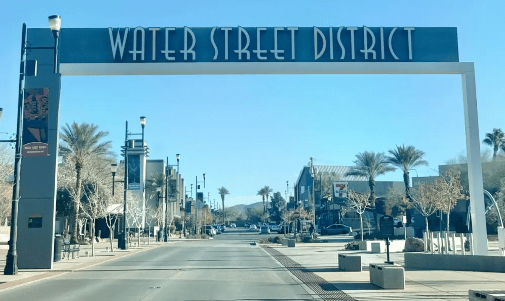 Entrance gate to Henderson's Water Street District, site of NPF's Sips and Stories Pub Crawl