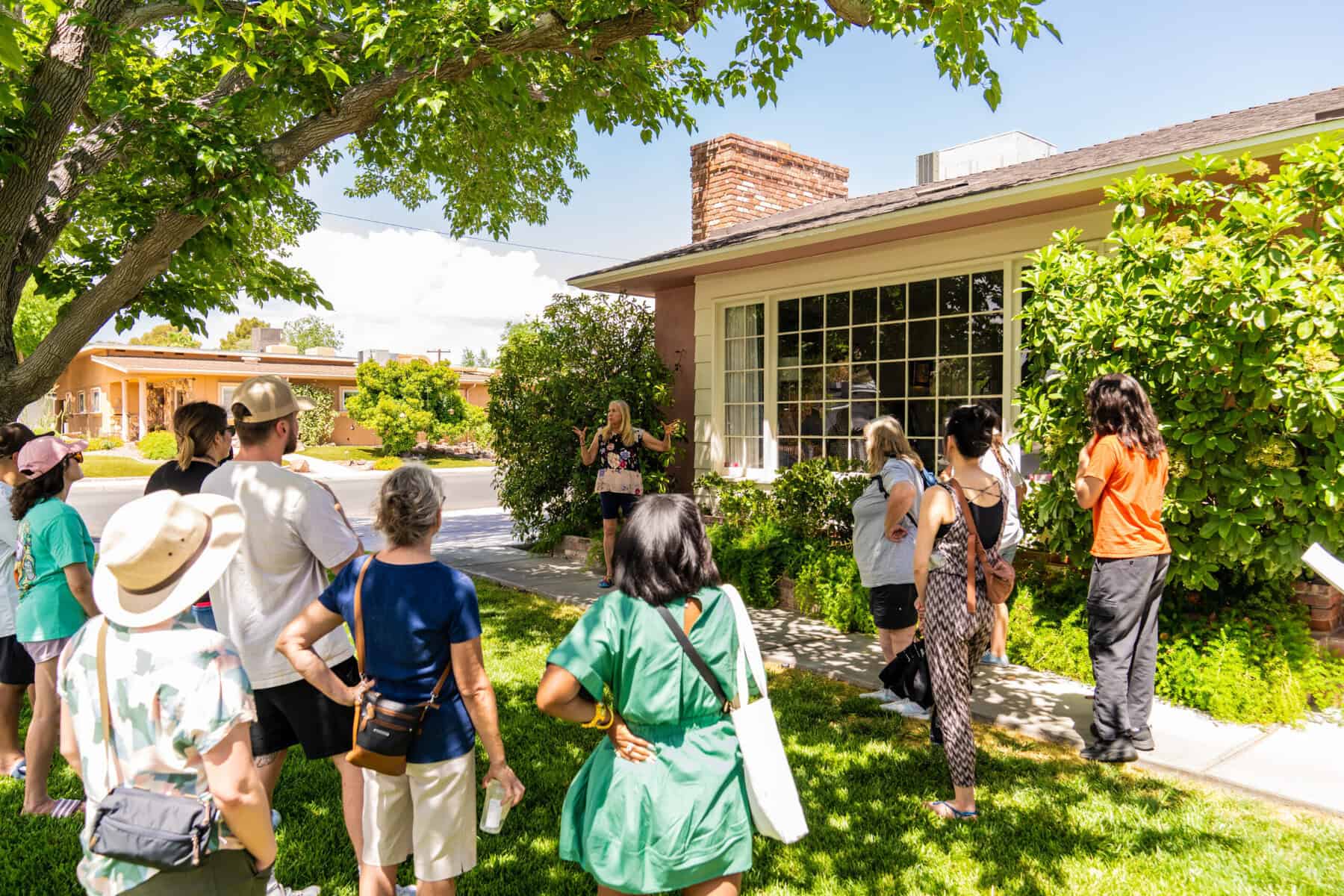 McNeil Walking Tour stop in front of midcentury home